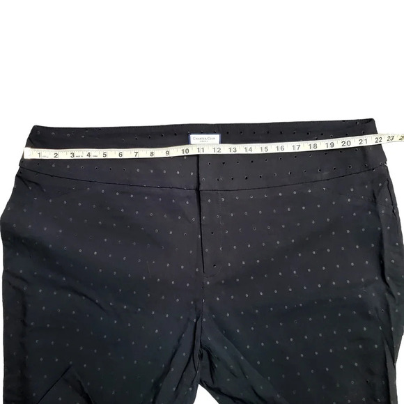 Charter Club Woman's Black Embroidered Polka Dot Pants - Picture 4 of 6